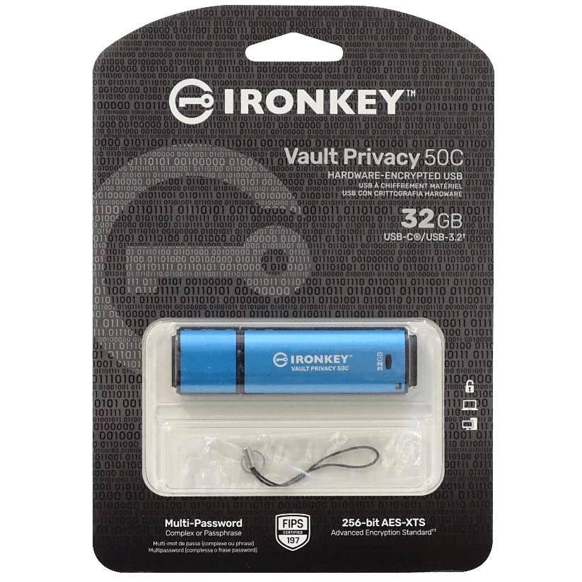 KINGSTON 32GB USB-C Encriptado AES-256 IronKey IKVP50C/32GB Pendrive 1