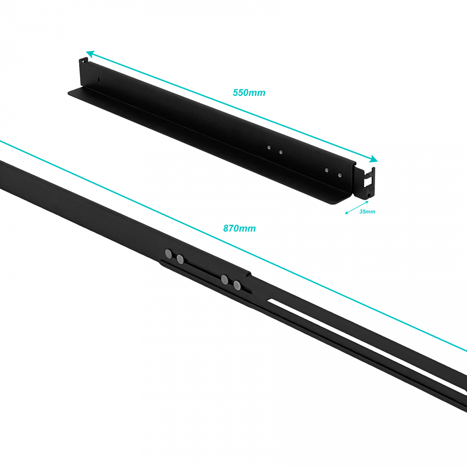 Riel de Rack Deslizable 1U RIEL-6, Fondo 550–870mm, Bandeja 350mm 3