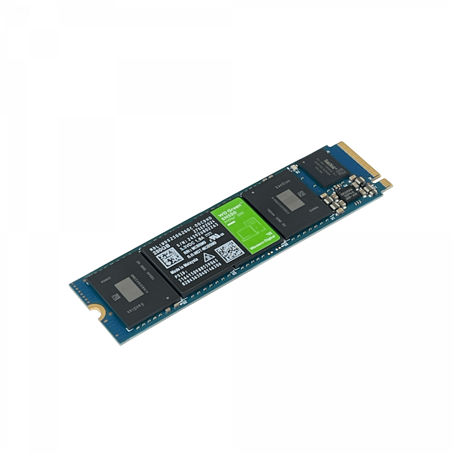Unidad SSD Western Digital WD Green SN350, 250GB, M.2 2280 NVMe, Lec. 2400 MB/s, Esc. 900MB/s  4