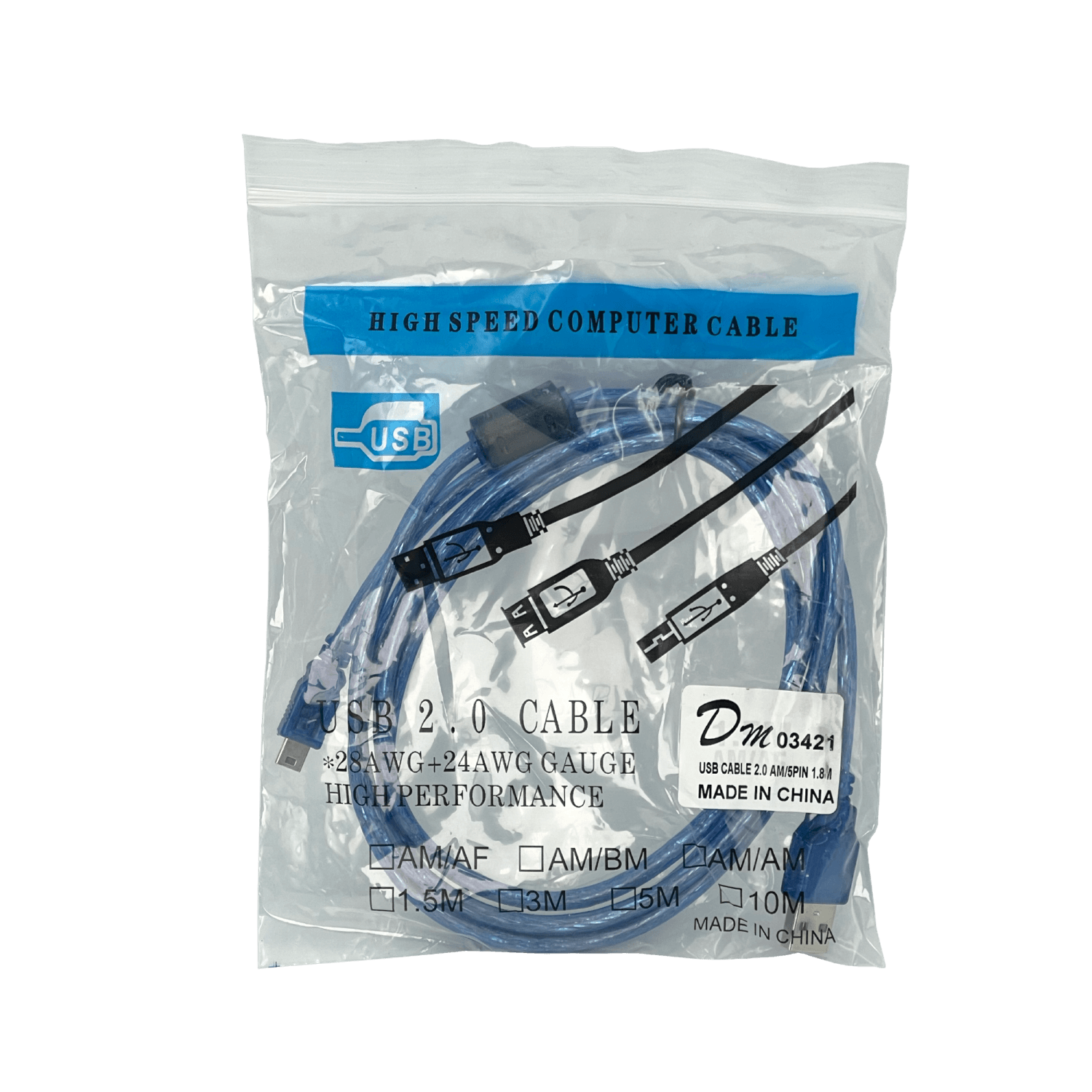Cable 1,8mt USB2.0 A-M 5pin/mini/B-M 180cm con filtro 2