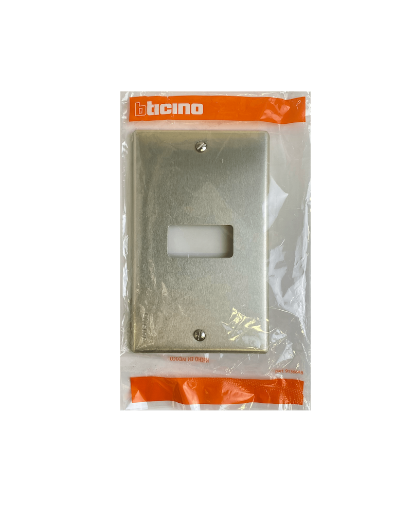 BTICINO Placa 1 Puesto Modulo Aluminio c/Tornillos 2