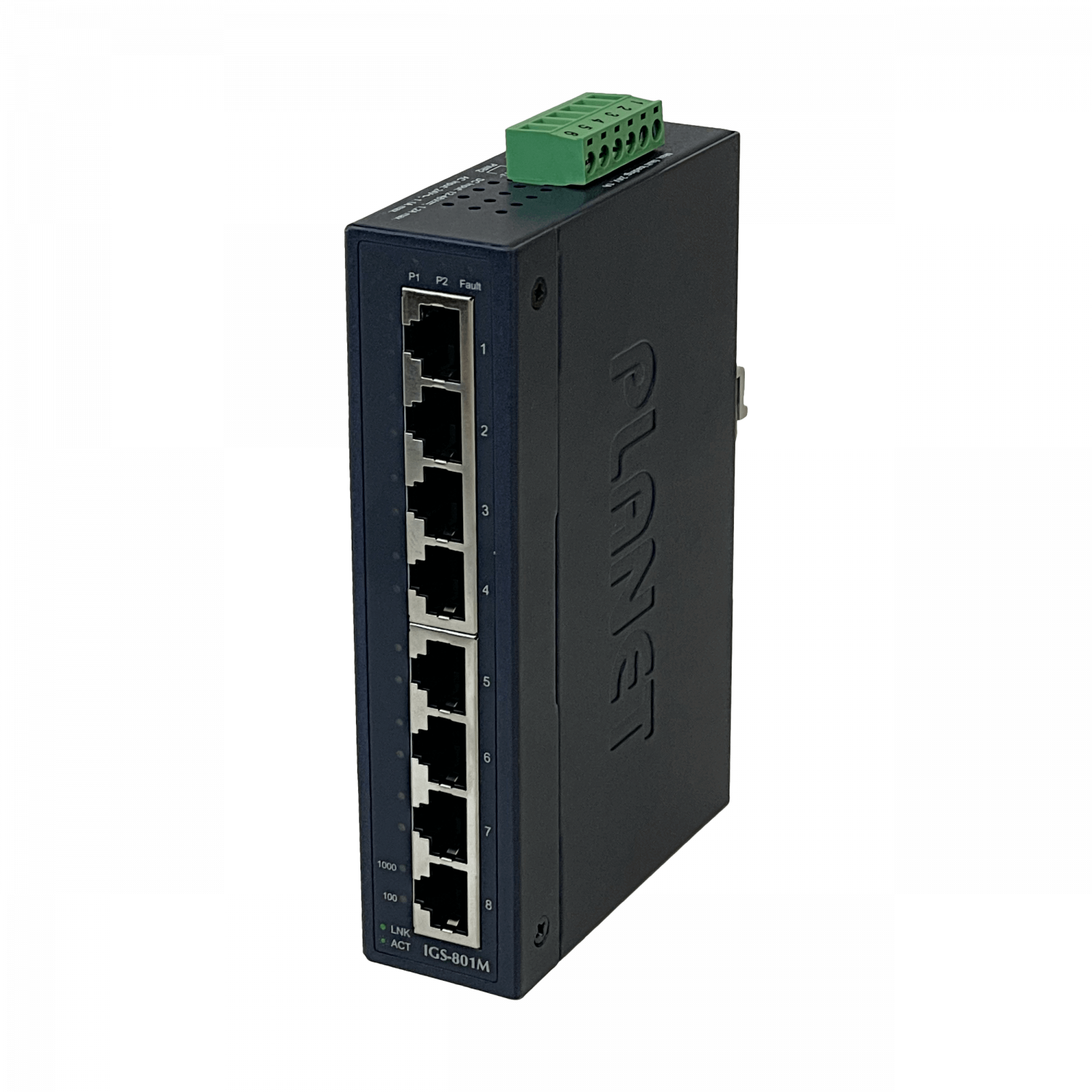PLANET 8-1000 Switch Indust Admin Riel-DIN Gigabit req 12-48VDC 24VAC 4