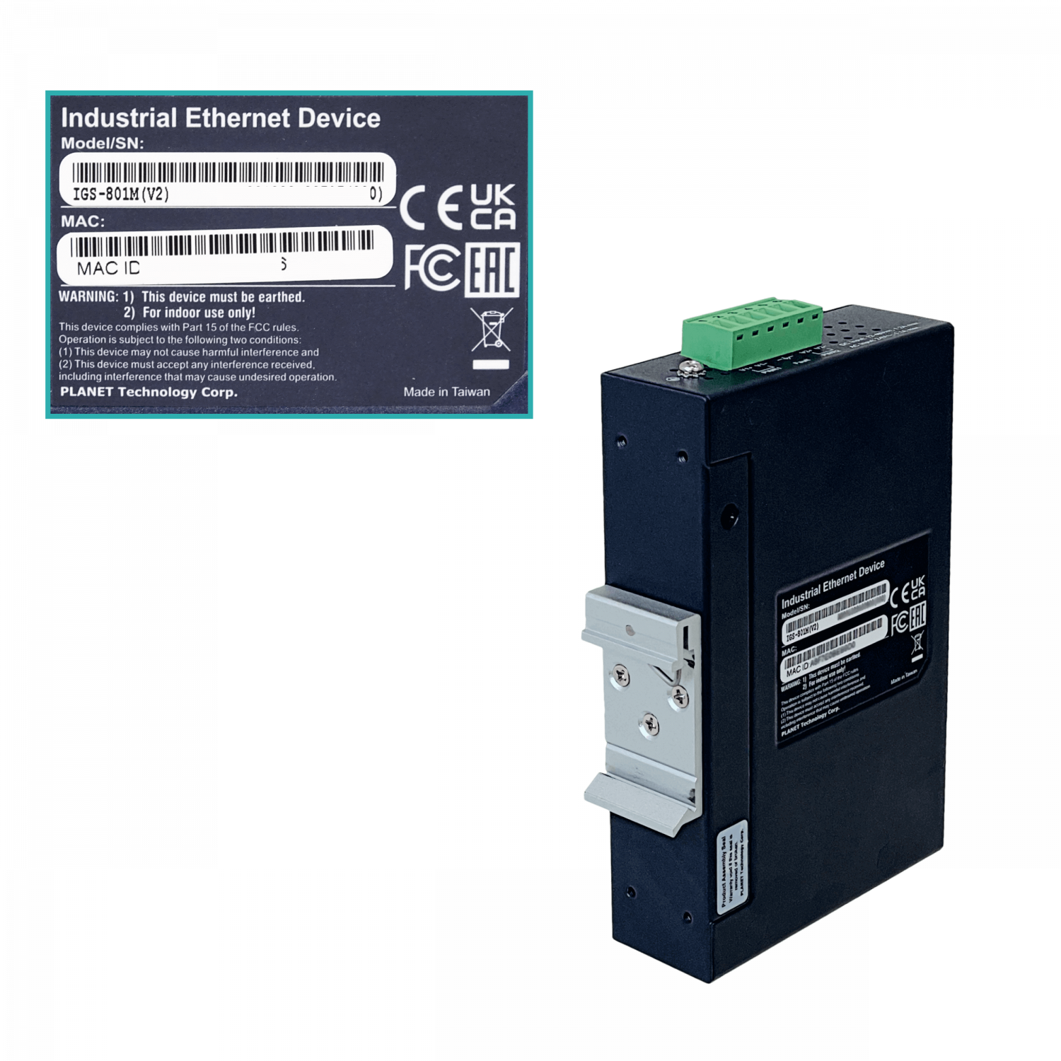 PLANET 8-1000 Switch Indust Admin Riel-DIN Gigabit req 12-48VDC 24VAC 5