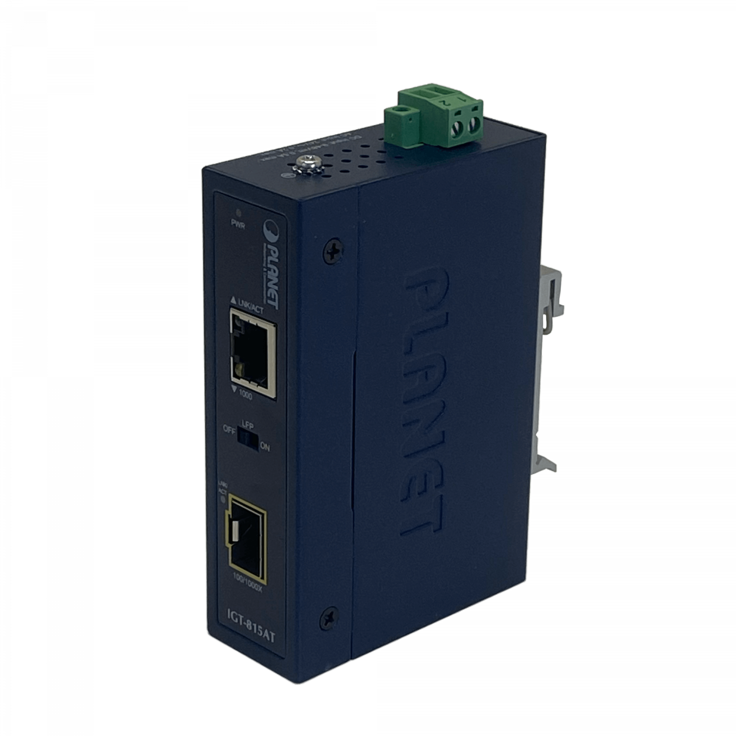 PLANET 1-1000 1-SFP Riel-DIN industrial Media Converter req-Fuente 1