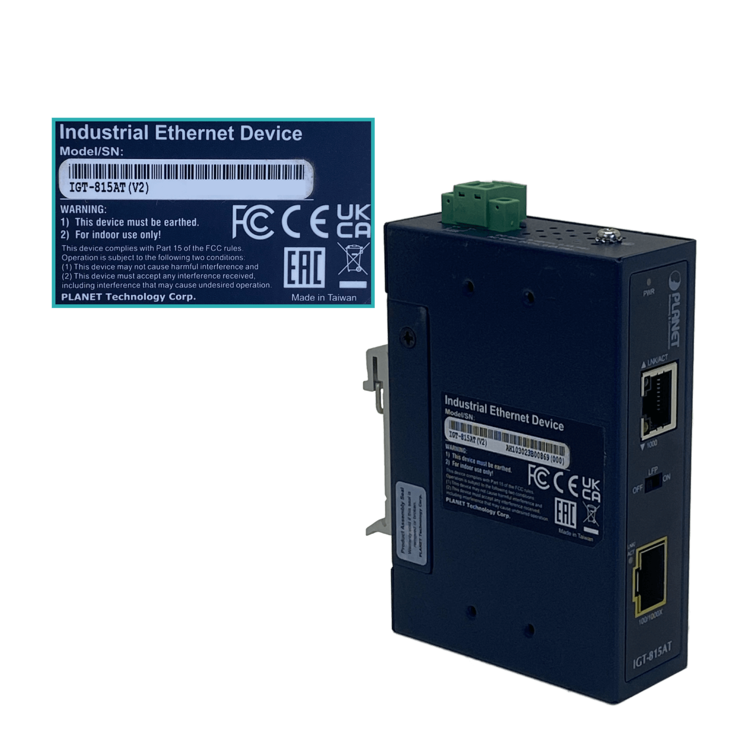 PLANET 1-1000 1-SFP Riel-DIN industrial Media Converter req-Fuente 7