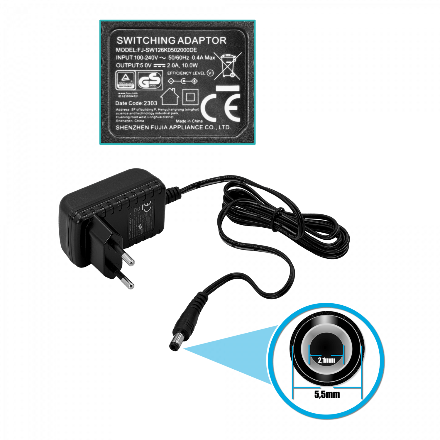 PLANET 1-10G 1-SFP+10G Media Converter Cobre No-admin inc-5VDC/2A 2