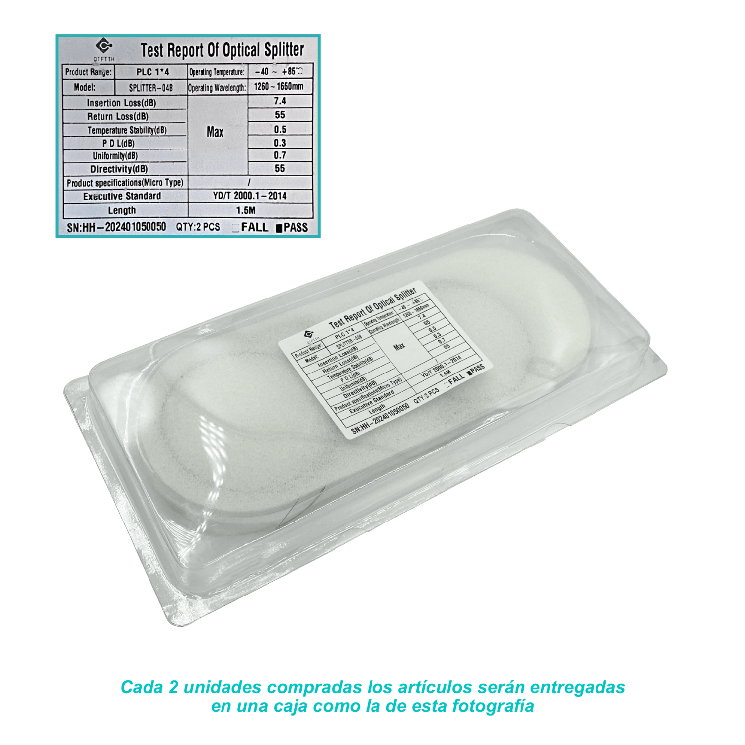 1x4 sin-Conectores Divisor p/EPON/GPON 1.5m req-Fusion 1260-1650mm 1