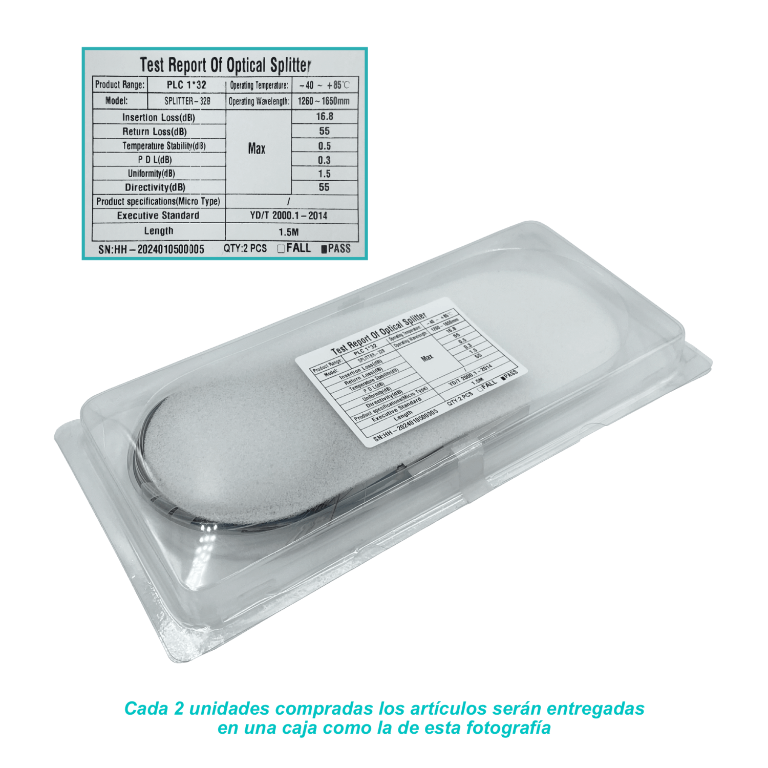 1x32 sin-Conectores Divisor p/EPON/GPON 1,5m req-Fusion 1260-1650mm 2