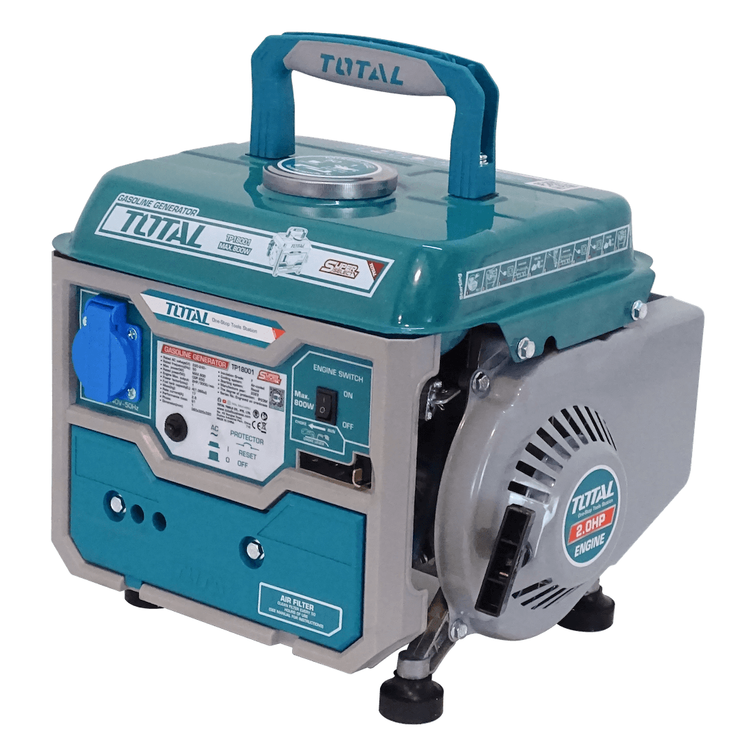 Generador de Gasolina TOTAL TP18001 - 800W, 2HP, 2 Tiempos 5