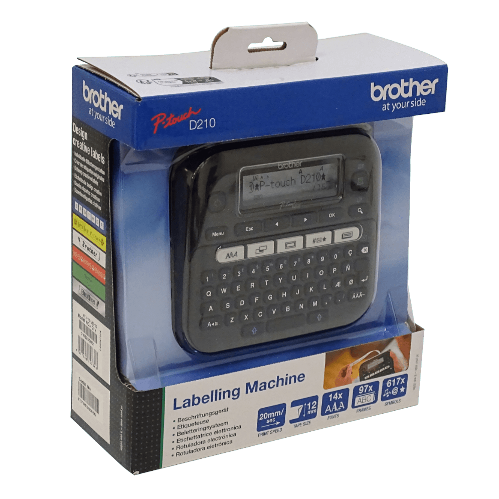Rotuladora Brother PT-D210 oficina QWERTY TZe 3 5 a 12mm 2
