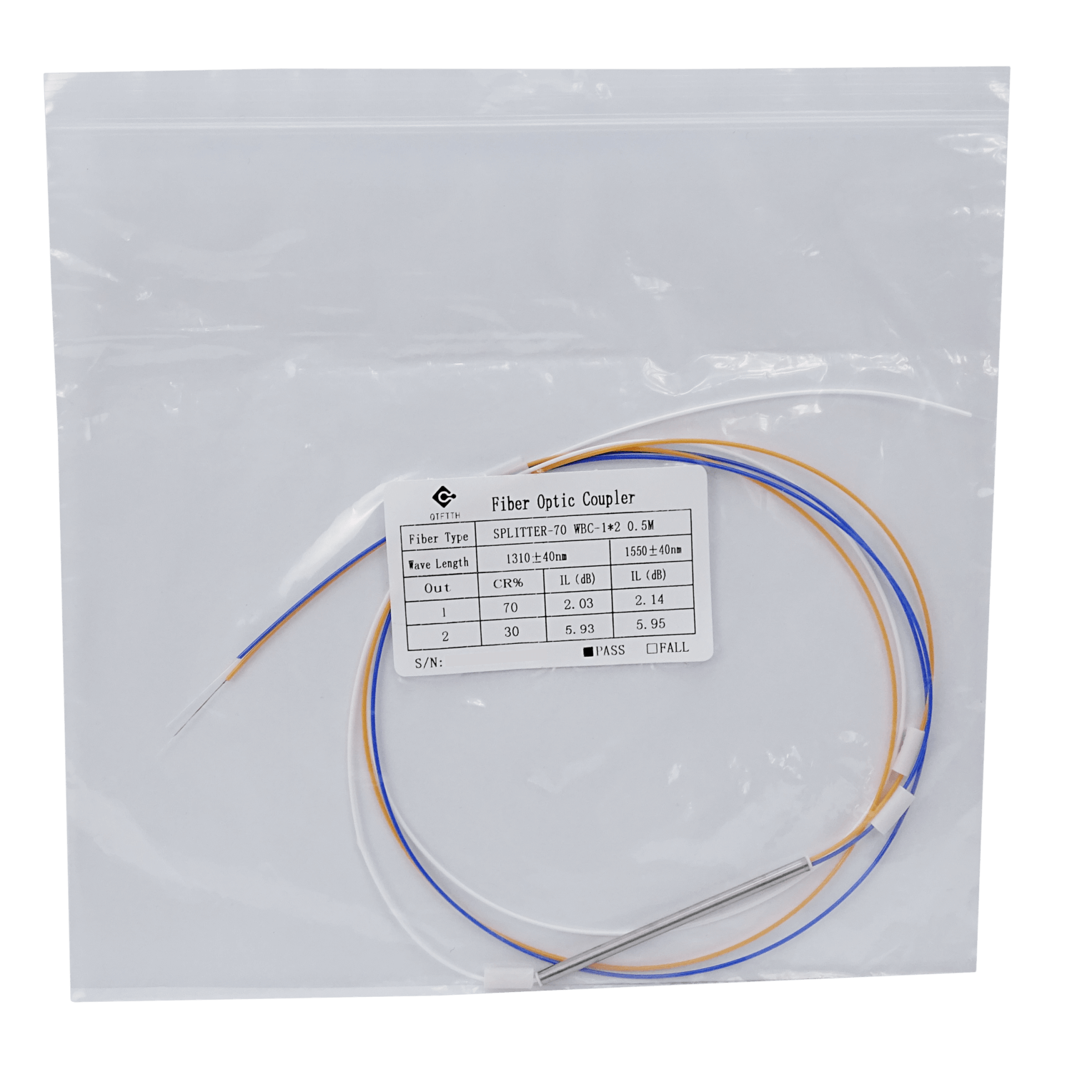Divisor de Fibra Óptica Desbalanceado 1x2 70/30 FBT sin Conectores - DIVI-70 1