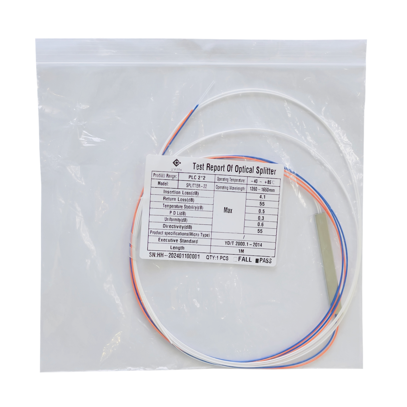 Divisor Óptico 2x2 sin Conectores 1m Splitter XPON XGPON - DIVE-02 1