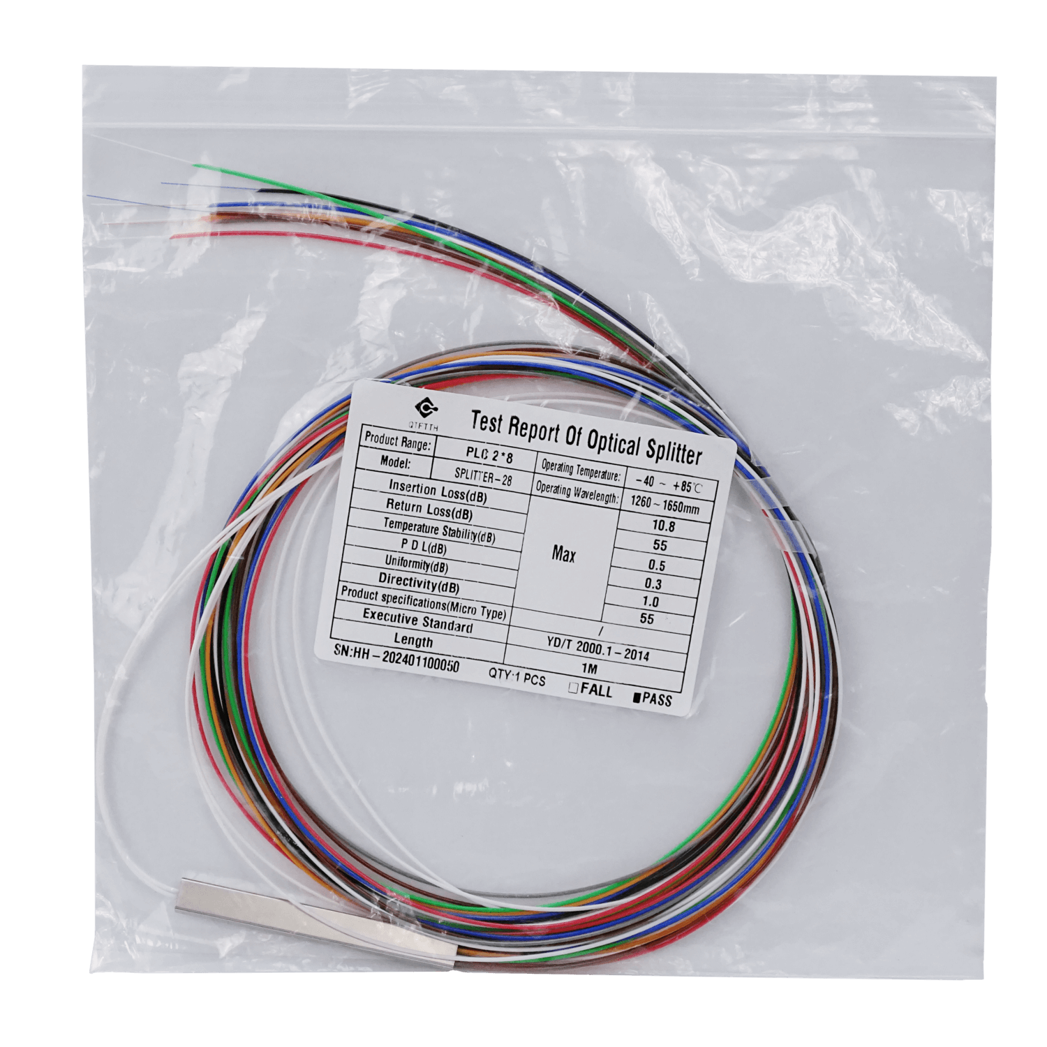 Divisor Óptico 2x8 sin Conectores 1m Splitter XPON XGPON - DIVE-08 2