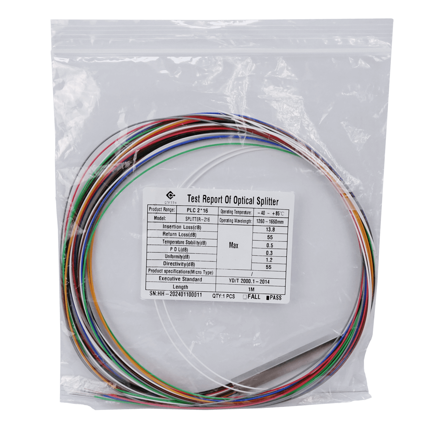 Divisor Óptico 2x16 sin Conectores 1m Splitter XPON XGPON - DIVE-16 1