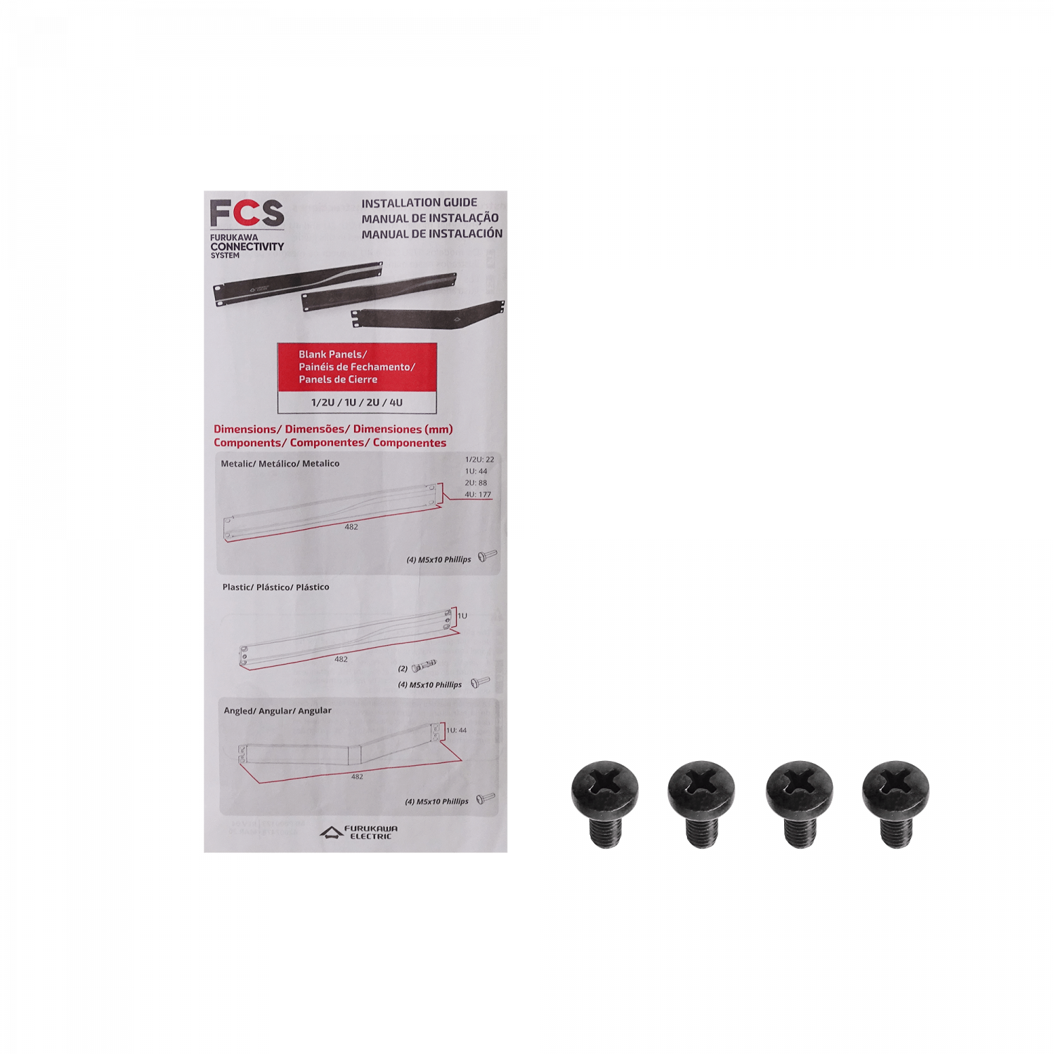 Tapa de Cierre Furukawa RAP-1F para rack 1U acero negro 19 pulgadas 1