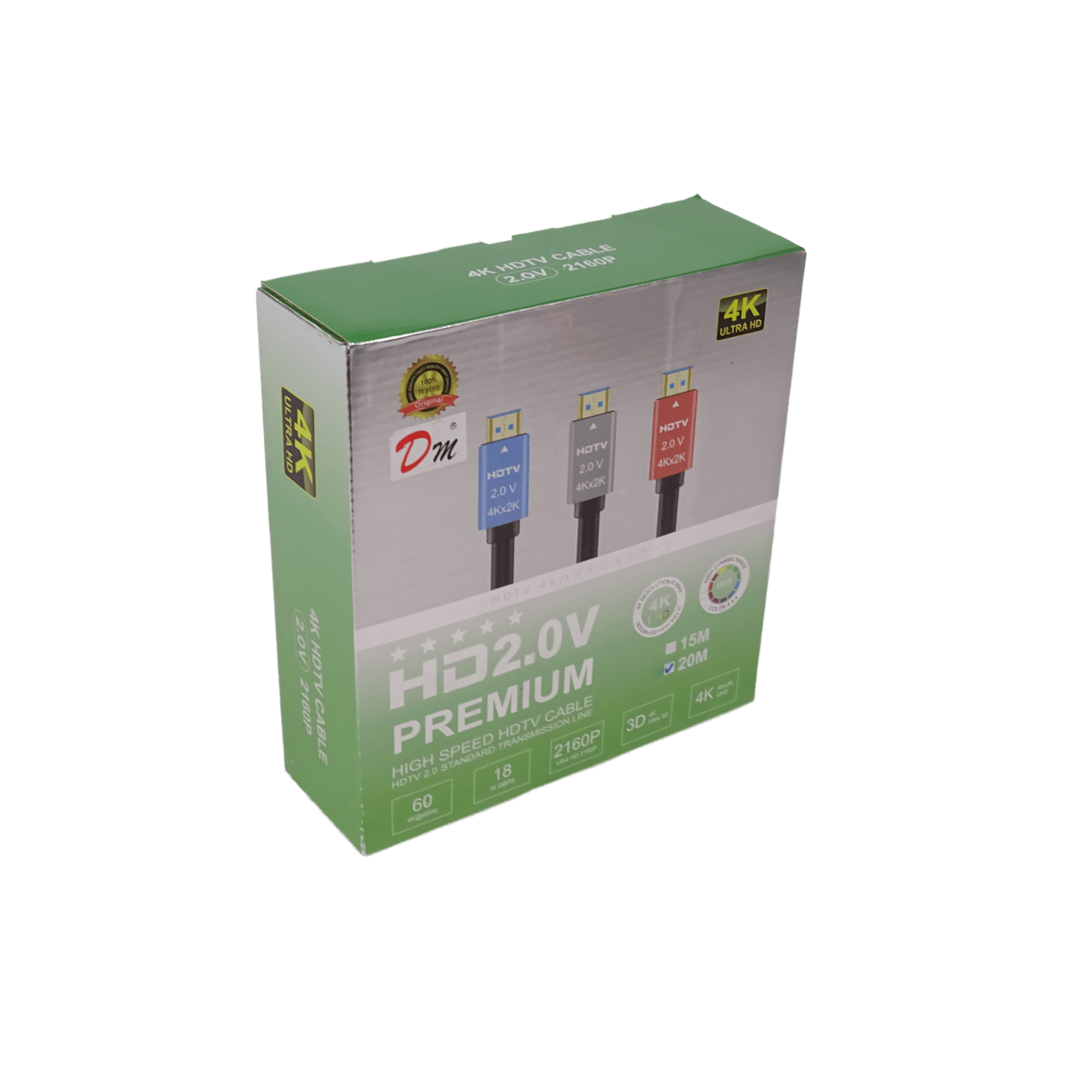 Cable HDMI 20m, 4K 2160p, HDMI-M a HDMI-M, Negro, v2.0, 3D, 60Hz 1
