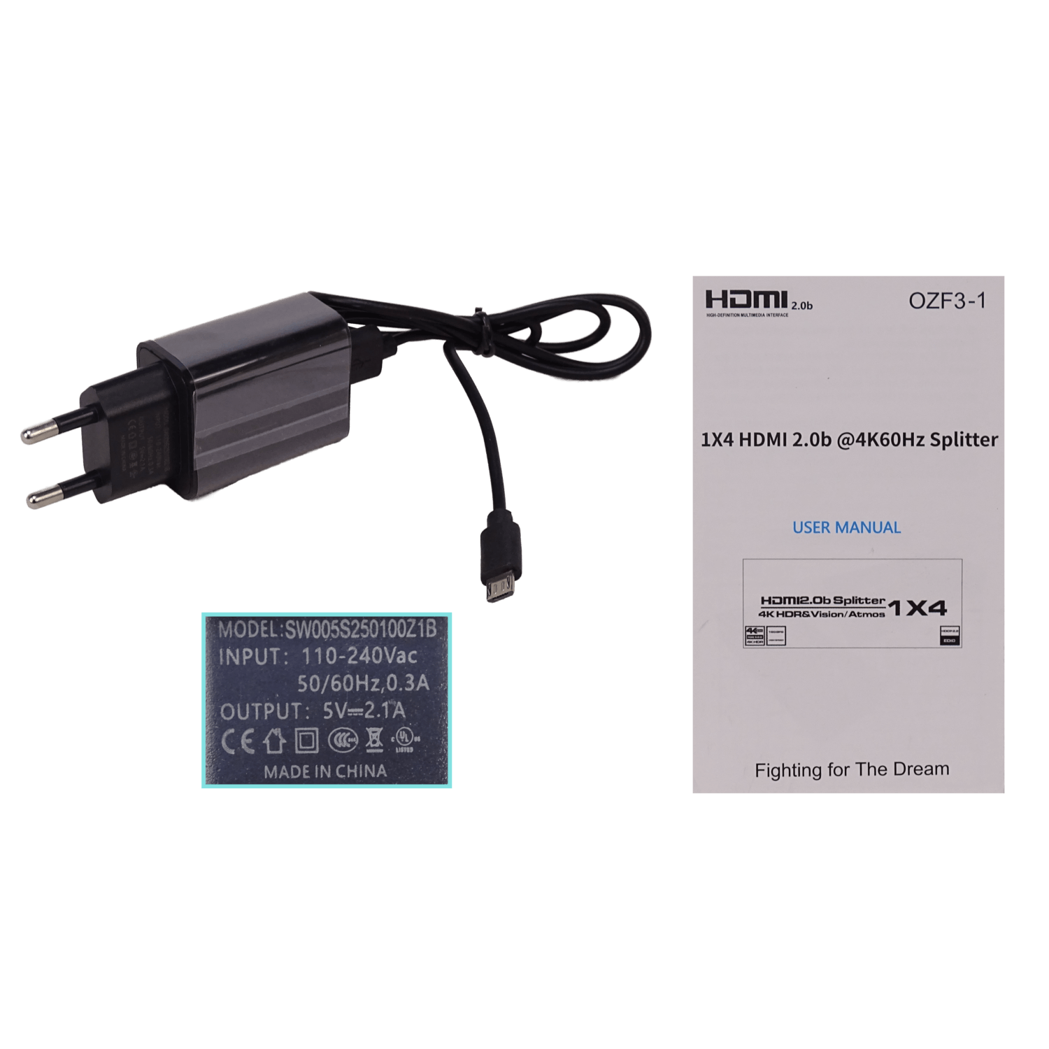 Splitter HDMI 1x4 4K 60Hz, 1 Entrada / 4 Salidas, v2.0 con Fuente 5V 2.1A 1