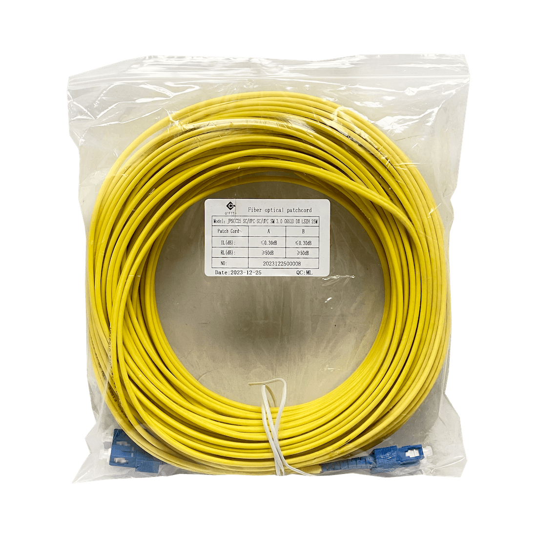 25mt SC-SC/UPC MonoModo SM Duplex Jumper Cable Fibra 9/125um 3mm 2