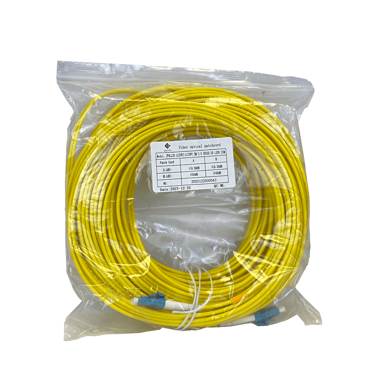 25mt LC-LC MonoModo SM Duplex Jumper Cable Fibra 3.0mm 9/125um 1