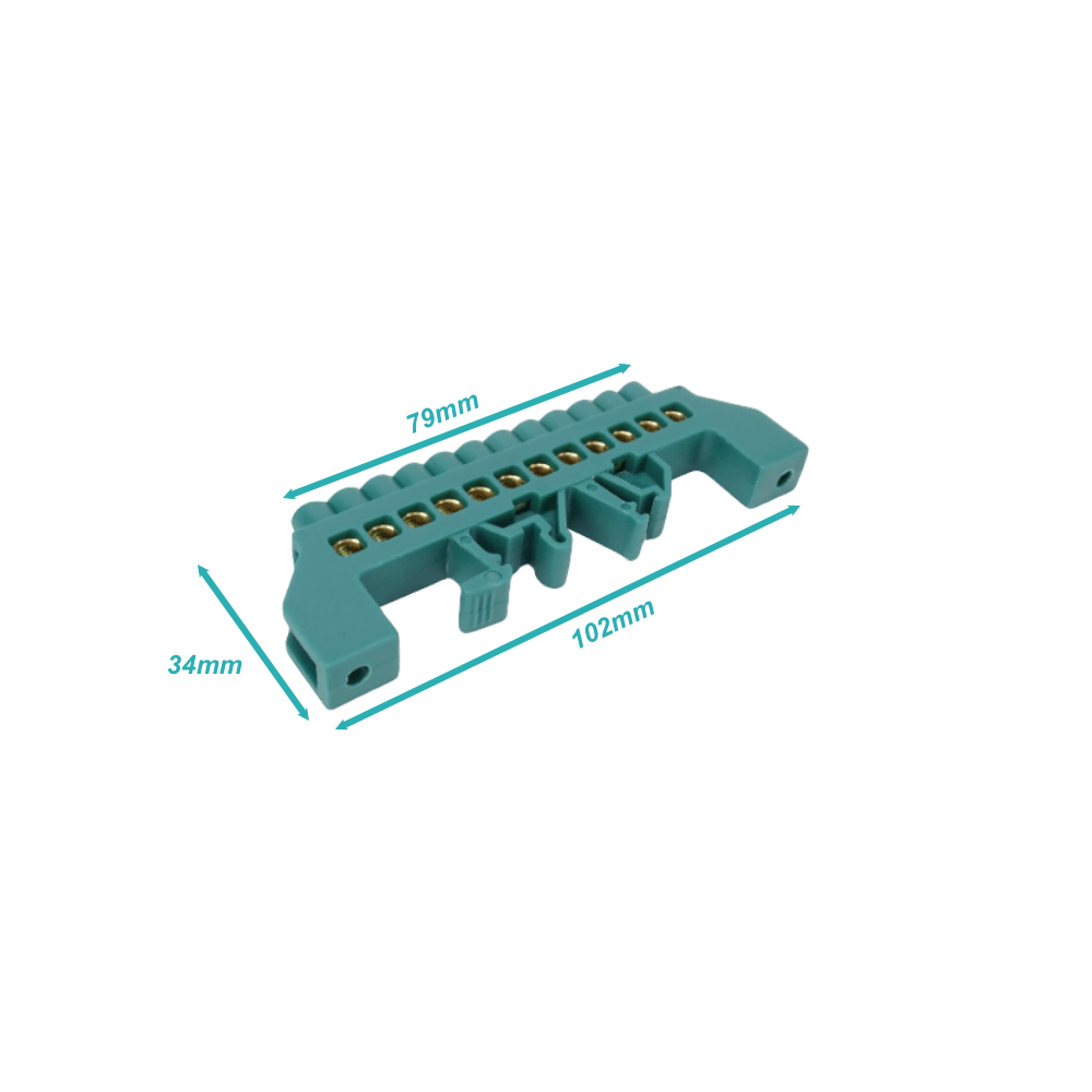 Regleta Verde 12-Conexiones 4mm Riel Din Distribucion Electrica 3