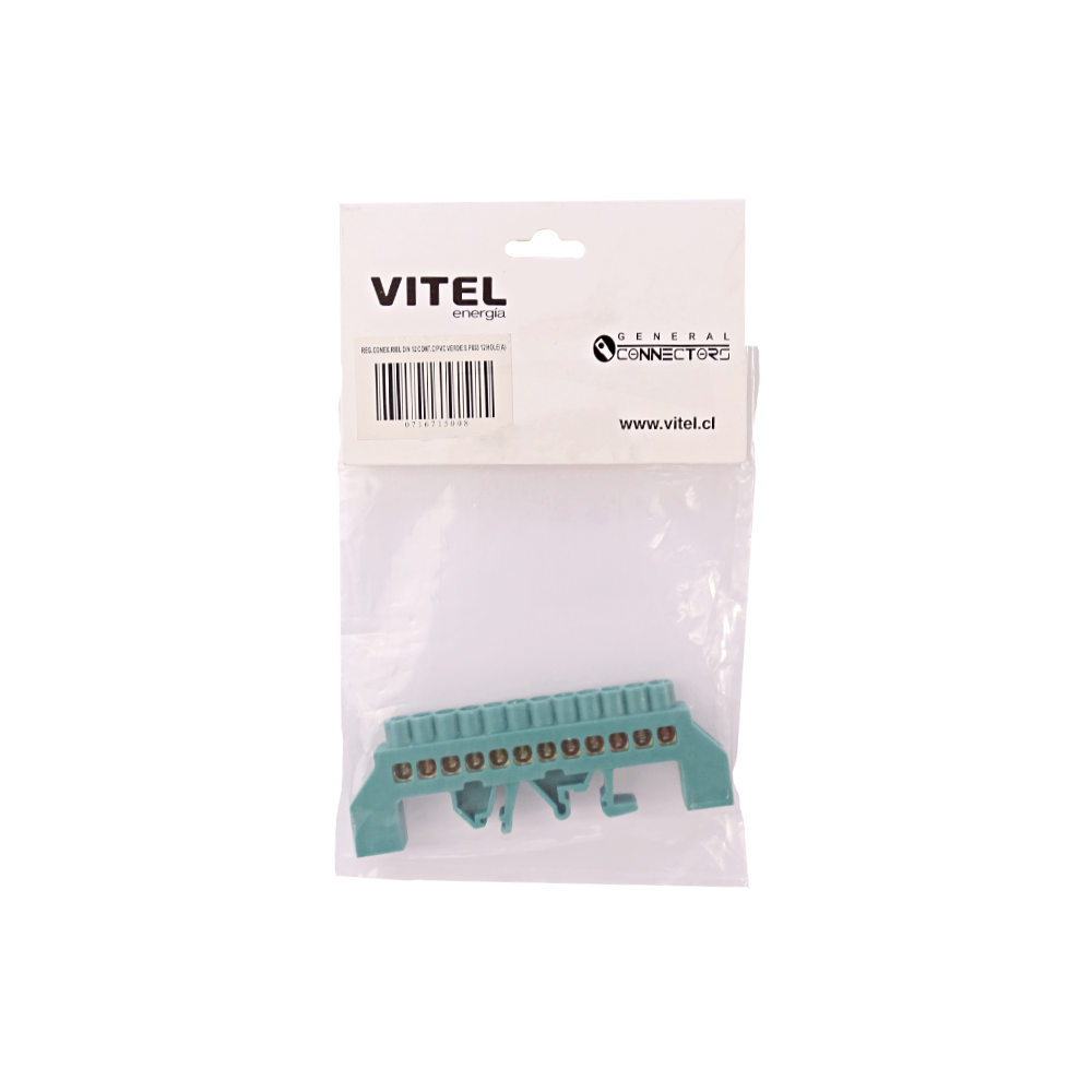 Regleta Verde 12-Conexiones 4mm Riel Din Distribucion Electrica 4