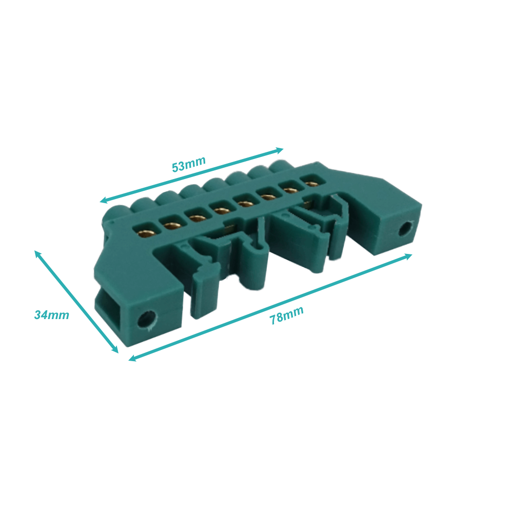 Regleta Verde 8-Conexiones 4mm Riel Din Distribucion Electrica 3