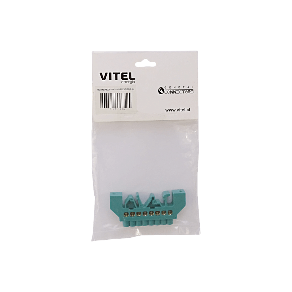 Regleta Verde 8-Conexiones 4mm Riel Din Distribucion Electrica 4