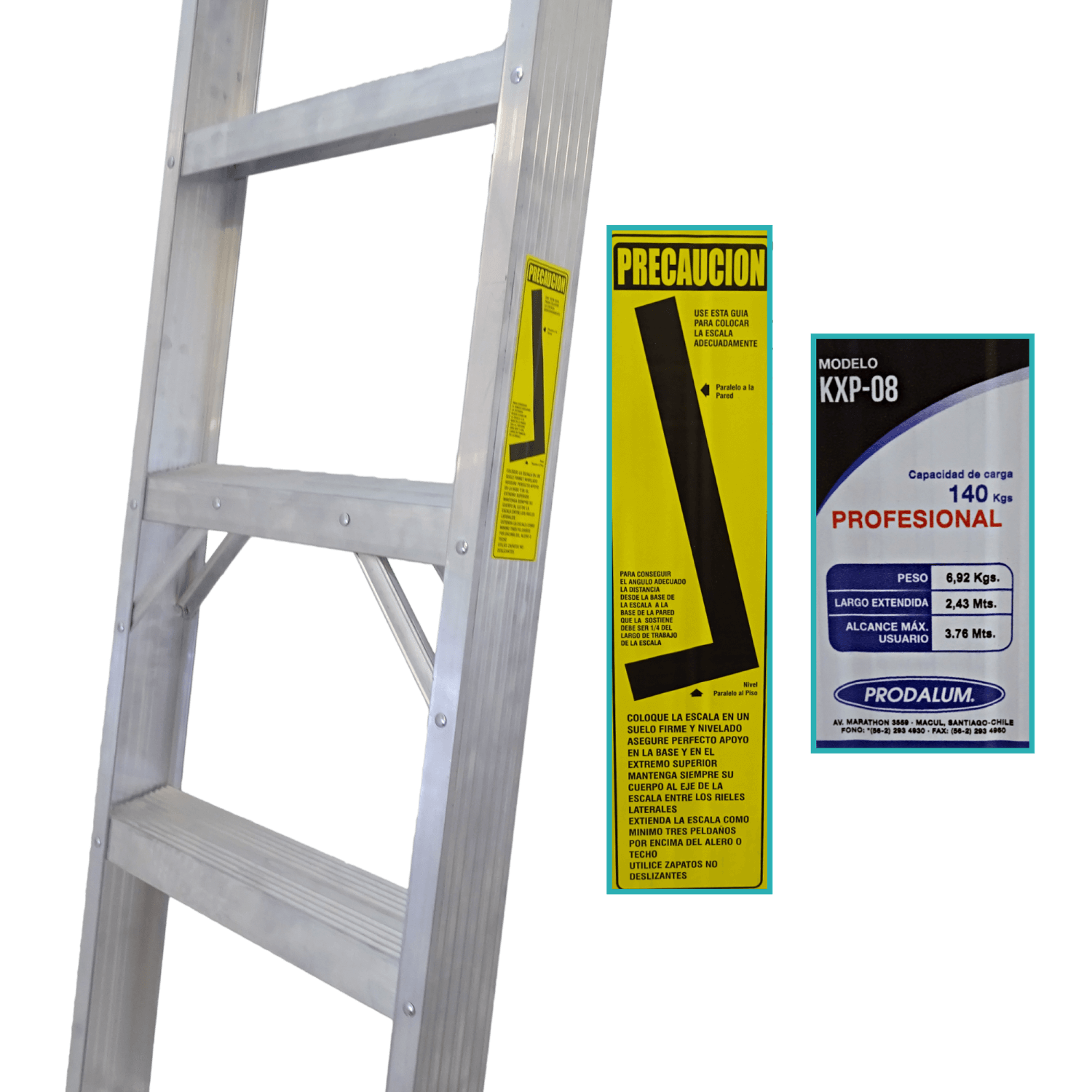 2,4mt 140kg Recta Aluminio 8-Peldano Escalera 2.4mt Escala 2