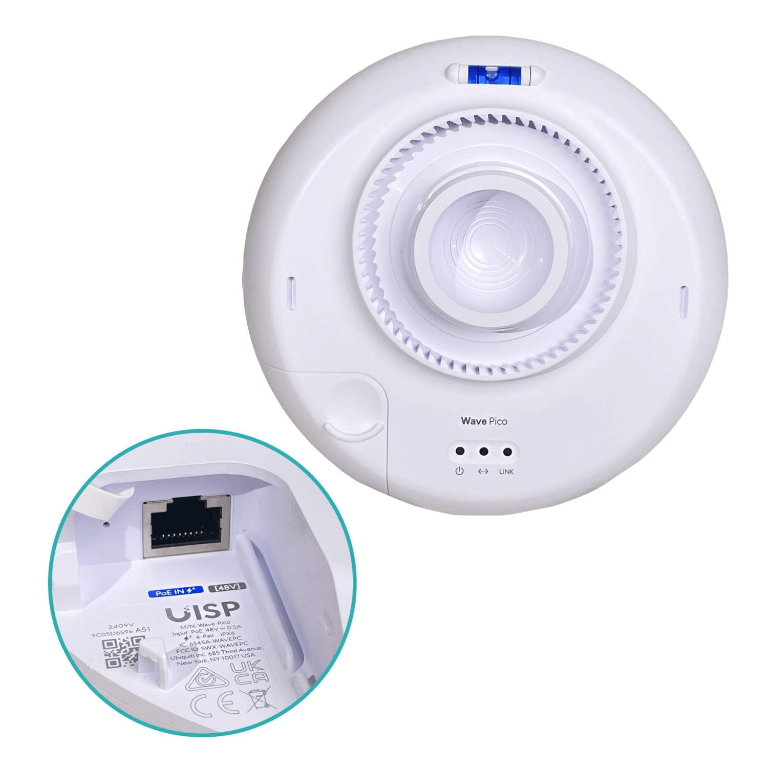 Puente Inalámbrico 800 Mbps, 60 GHz, Diseño Compacto y Blanco, Ubiquiti UISP Wave Pico 5