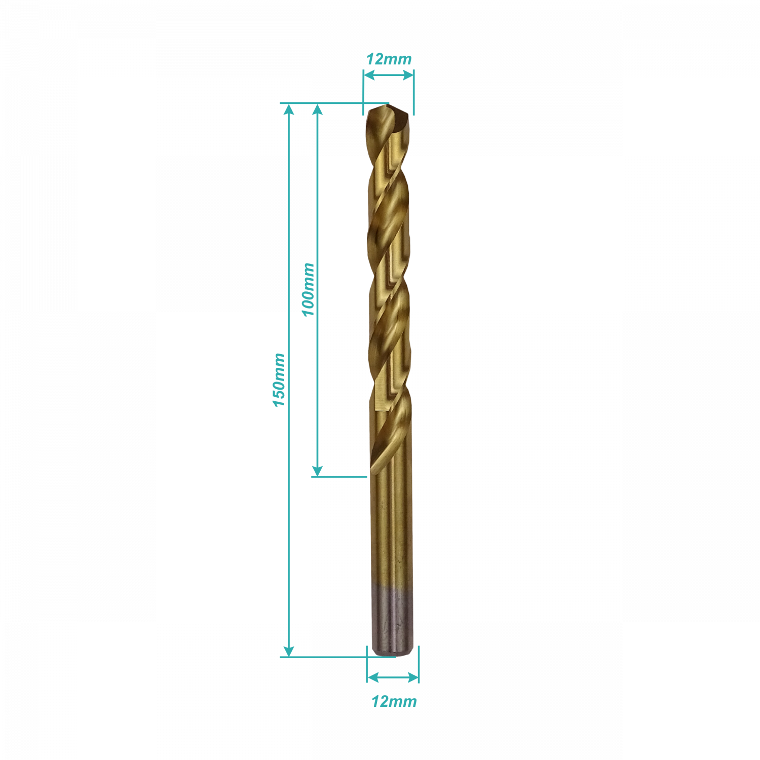 12mm x 150mm Broca Metal de Titanio HSS 1