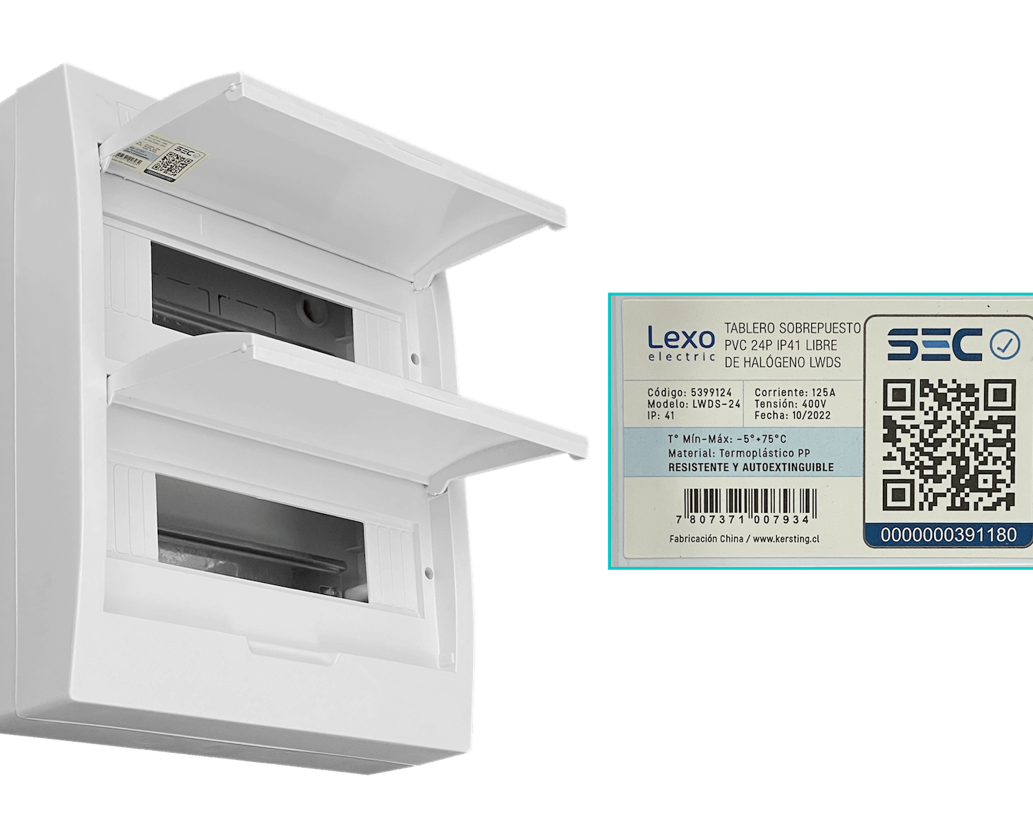 Tablero LEXO Sobreponer LSZH 24 Módulos Riel DIN IP41 IK08 Ref 5399124 5
