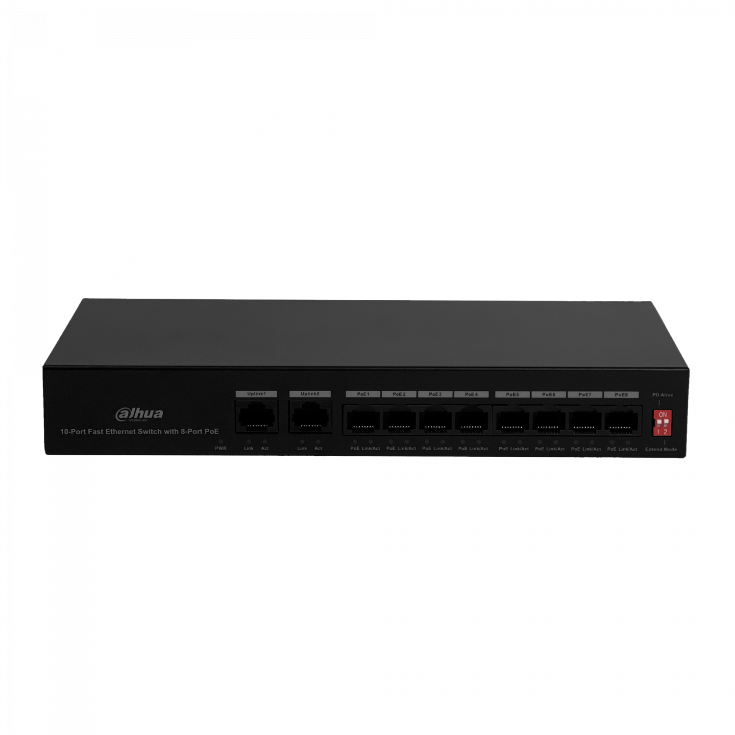 Switch 8 PoE+af/at/bt + 2 Gigabit No Administrable 96W Riel DIN, Dahua PFS3010-8ET-96 3