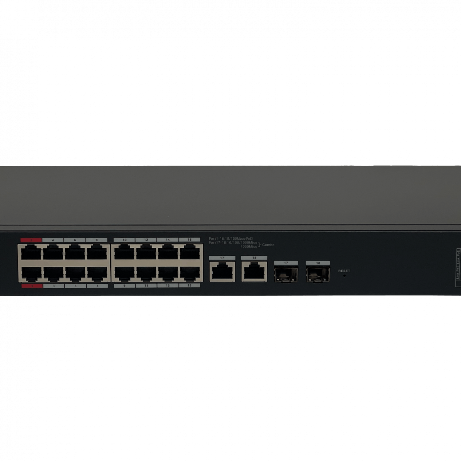 Switch Dahua DH-CS4218-16ET-190 16 Puertos PoE+ 100Mbps + 2 Combo Gigabit + 2 SFP, 190W - Rackeable 2