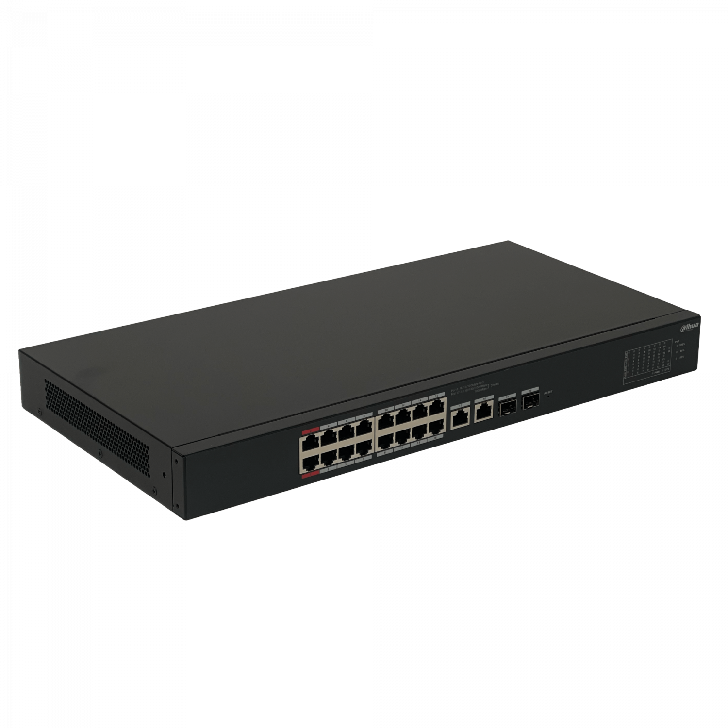 Switch Dahua DH-CS4218-16ET-190 16 Puertos PoE+ 100Mbps + 2 Combo Gigabit + 2 SFP, 190W - Rackeable 5