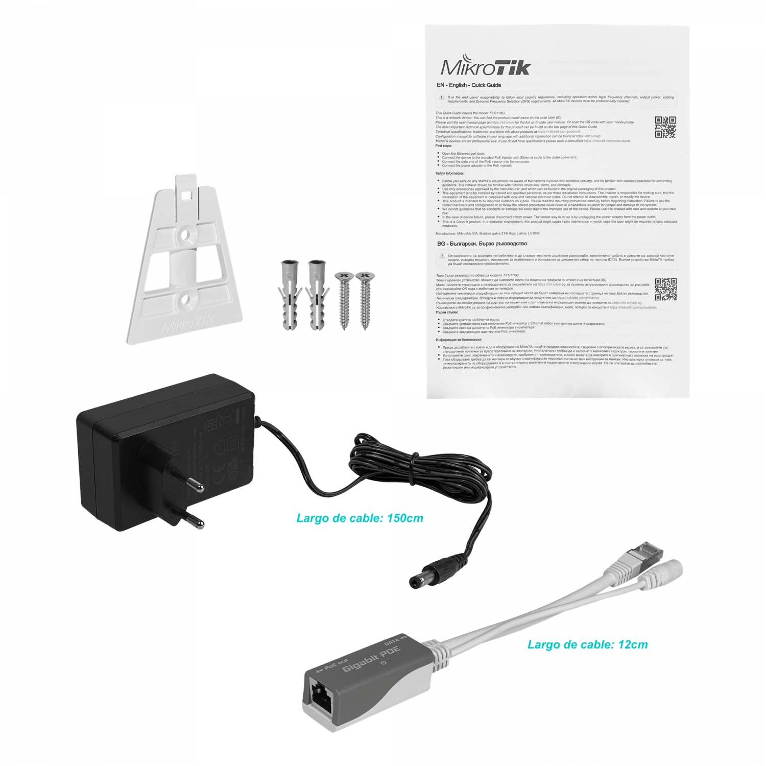 Convertidor MikroTik FTC11XG SFP+10 2-1G/10G PoE-in 43-57V PoE L4 2