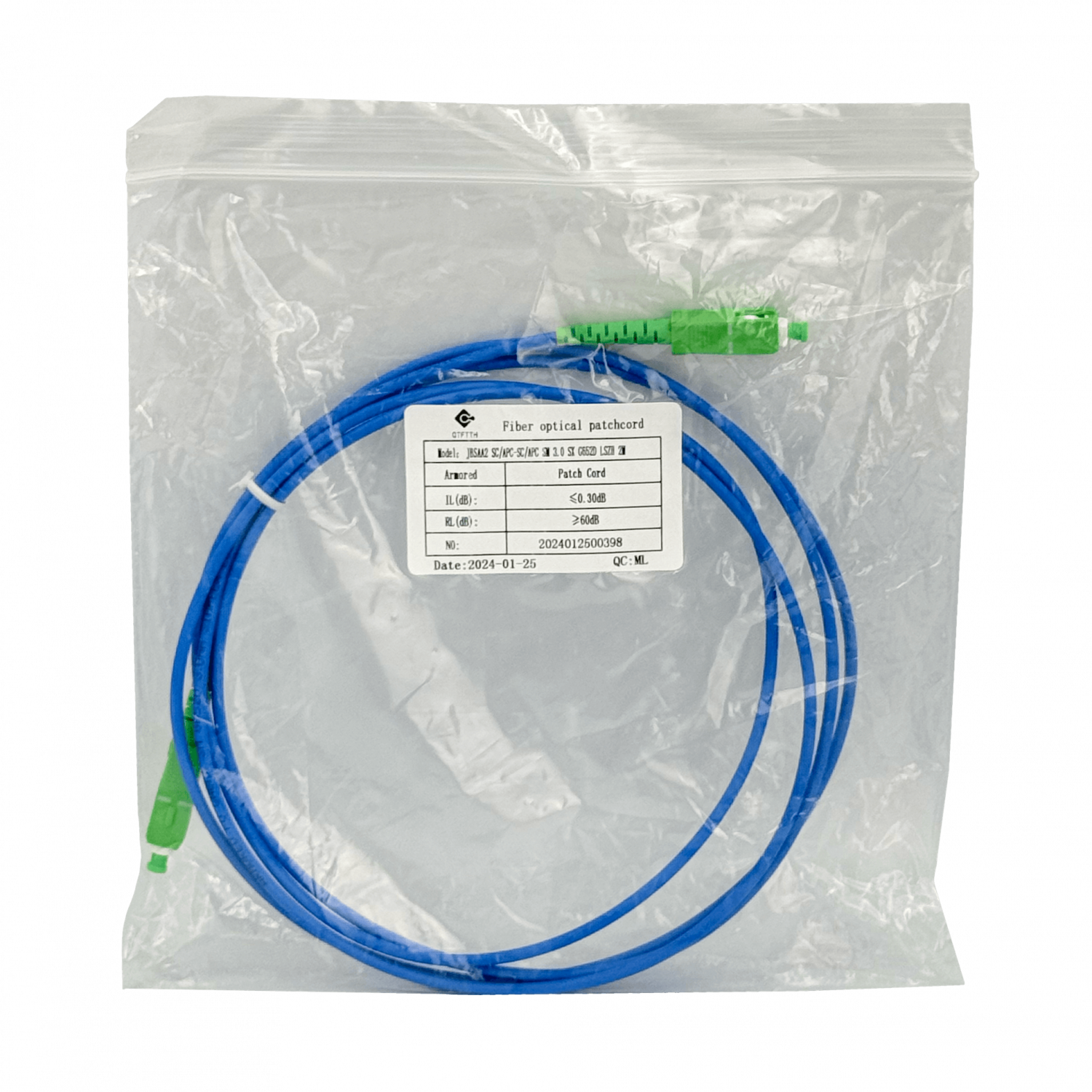LSZH Blindado 2mt SC/APC-SC/APC SM Simplex JumperFibra 3.0mm 9/125um 2
