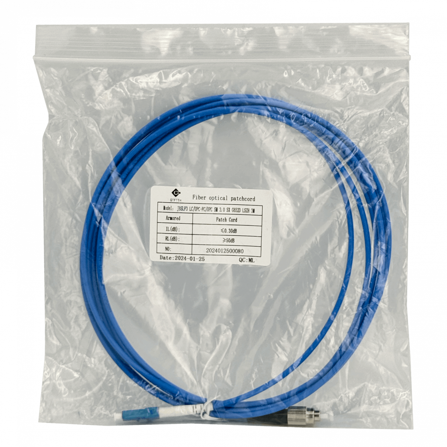 LSZH Blindado 3mt LC-FC SM Simplex Jumper Cable Fibra 3.0mm 9/125um 1