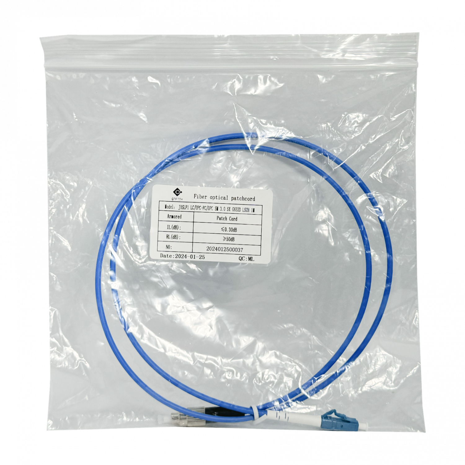 LSZH Blindado 1mt LC-FC SM Simplex Jumper Cable Fibra 3.0mm 9/125um 1