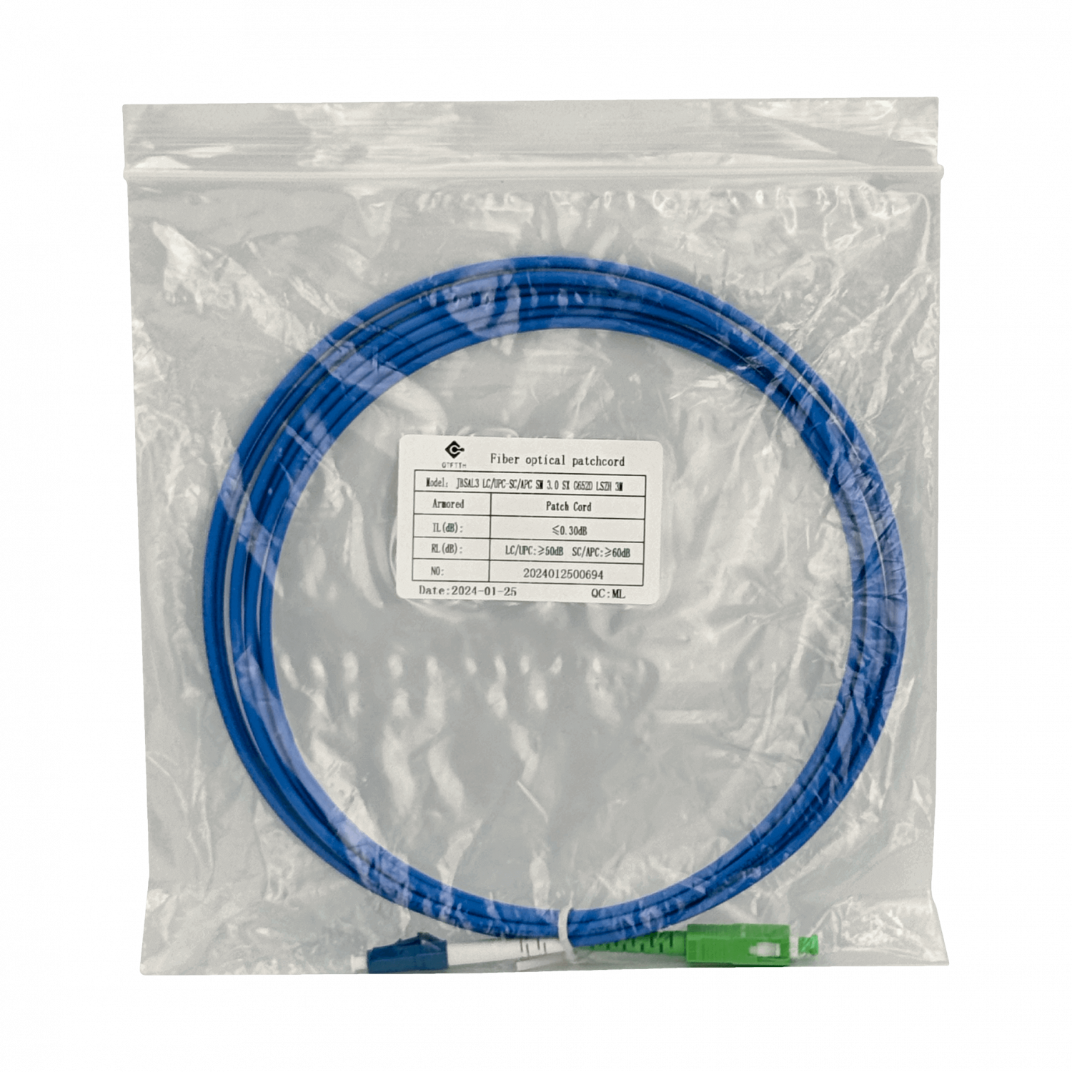 LSZH Blindado 3mt LC/UPC-SC/APC SM Simplex JumperFibra 3.0mm 9/125um 2