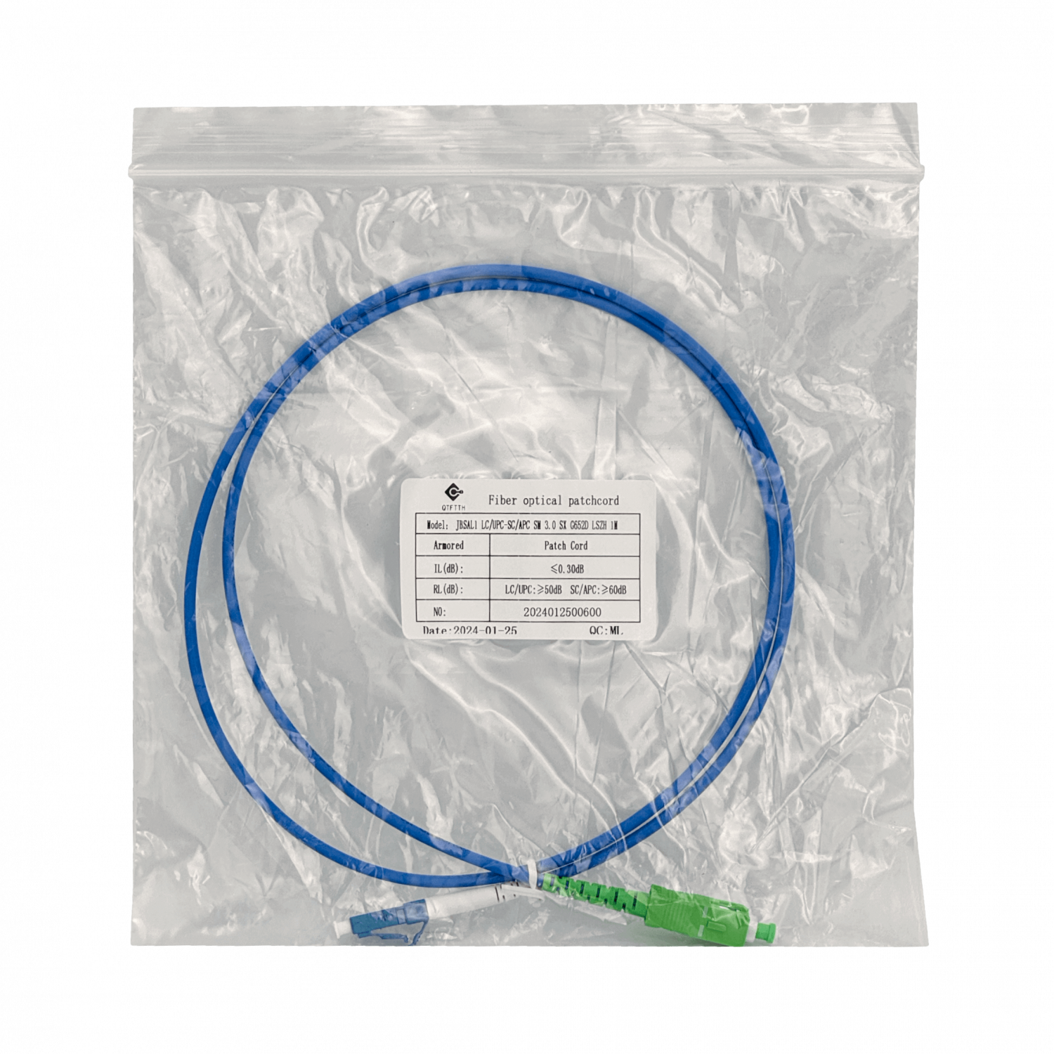 LSZH Blindado 1mt LC/UPC-SC/APC SM Simplex JumperFibra 3.0mm 9/125um 1