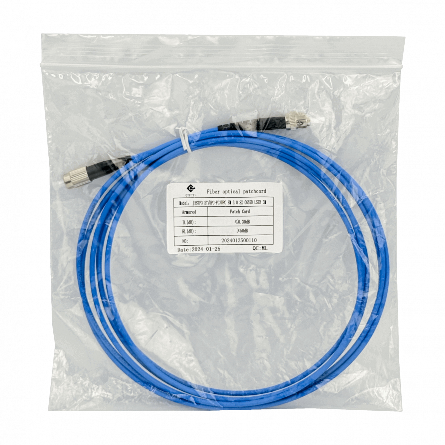 LSZH Blindado 3mt ST-FC SM Simplex JumperFibra 3.0mm 9/125um 3