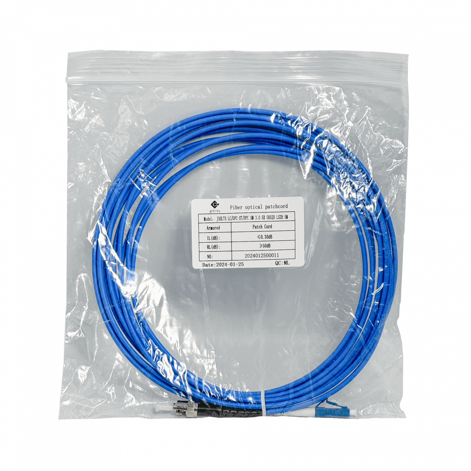 LSZH Blindado 5mt LC-ST Mono SM Simplex Jumper Cable Fibra 3.0mm 9/125 1