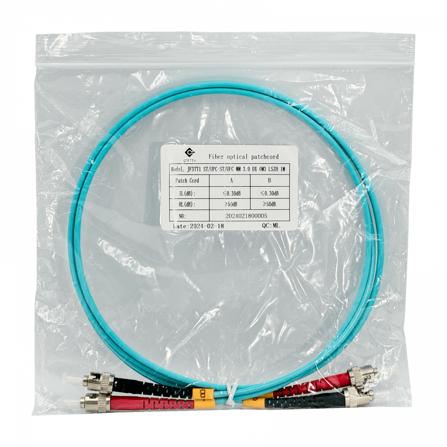1mt ST-ST OM3 Multimodo MM Duplex Jumper Fibra 3.0mm 50/125um LSZH 1