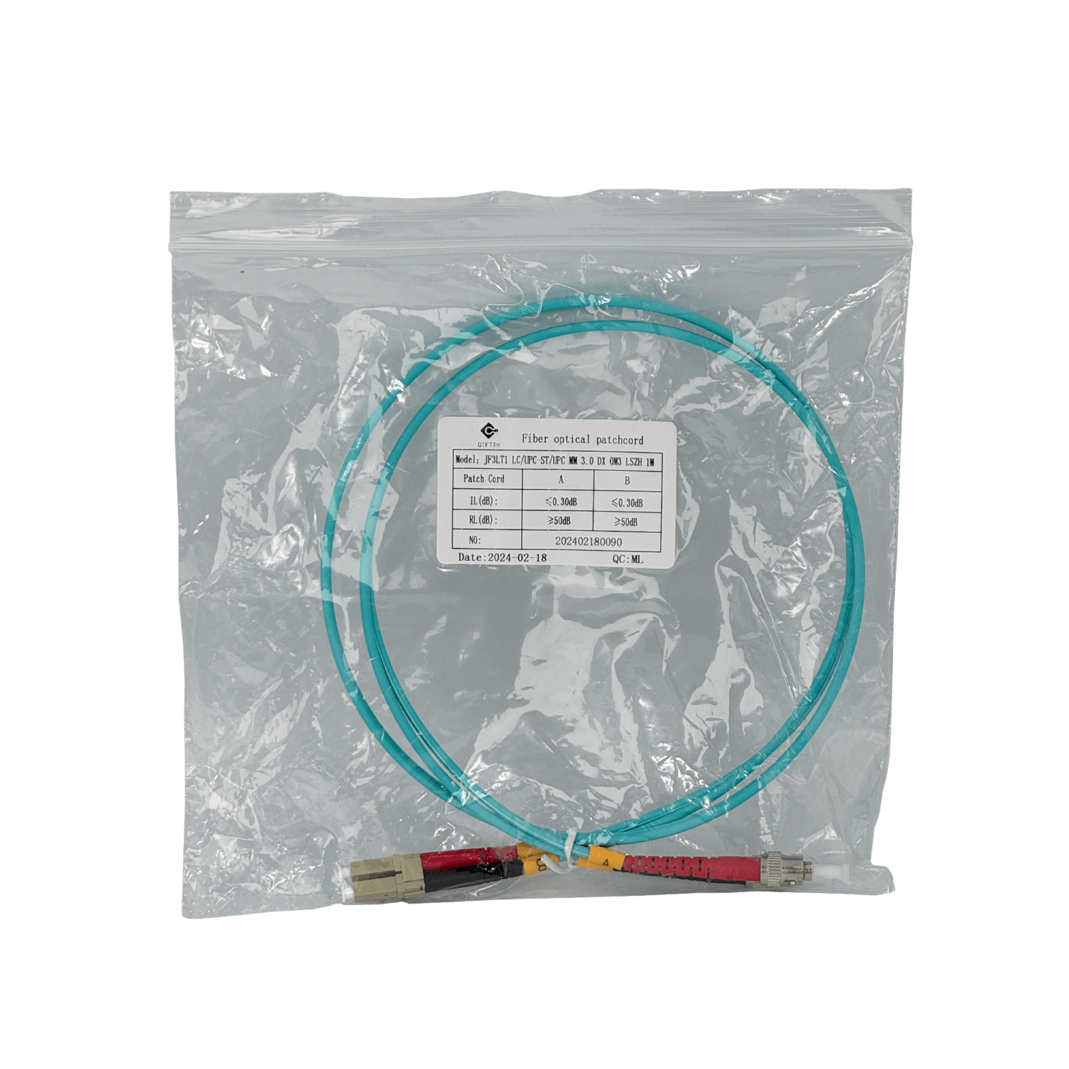 1mt LC-ST OM3 Multimodo MM Duplex Jumper Fibra 3.0mm 50/125um 1