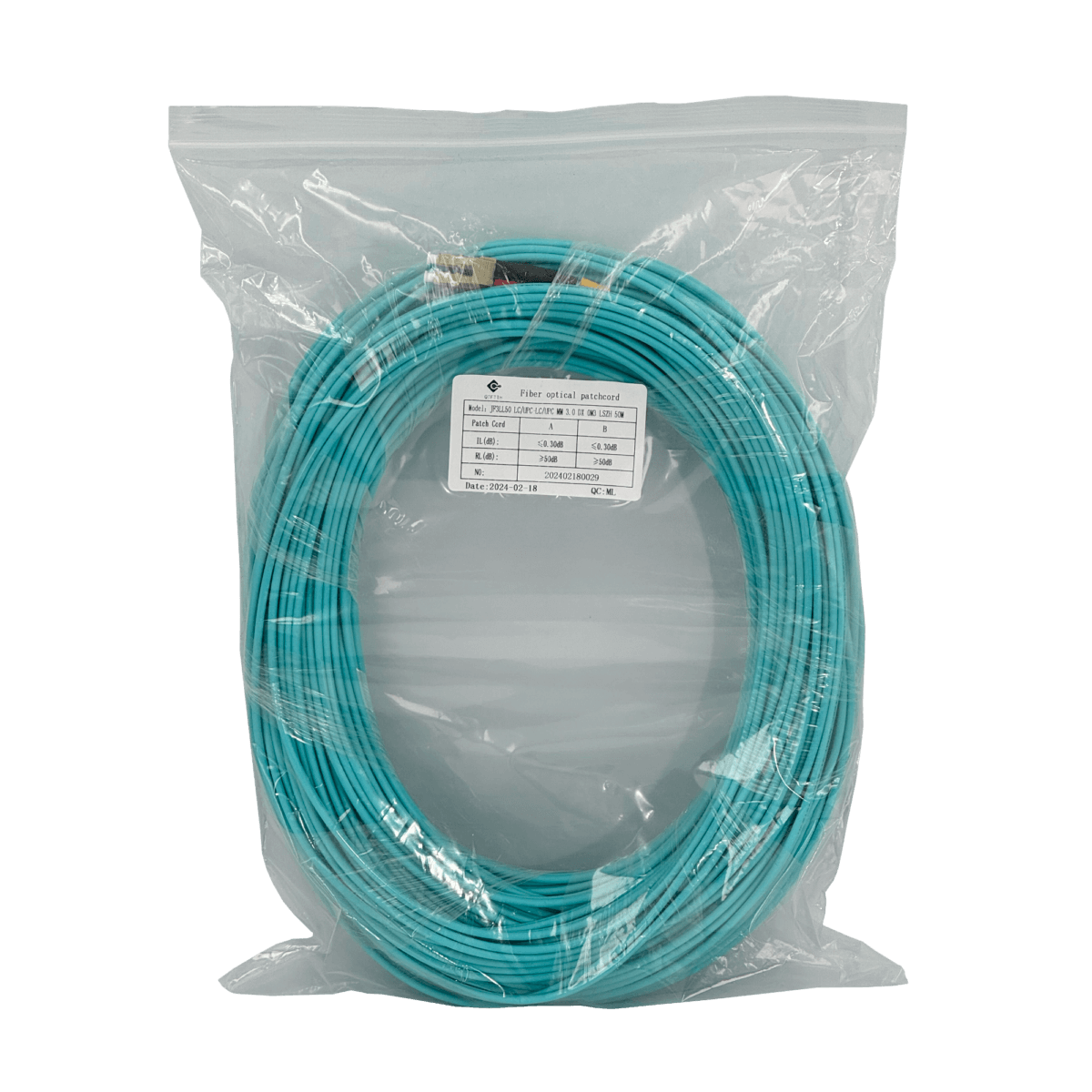 50mt LC-LC OM3 MultiModo MM Duplex Jumper Fibra 3.0mm 50/125um LSZH 3