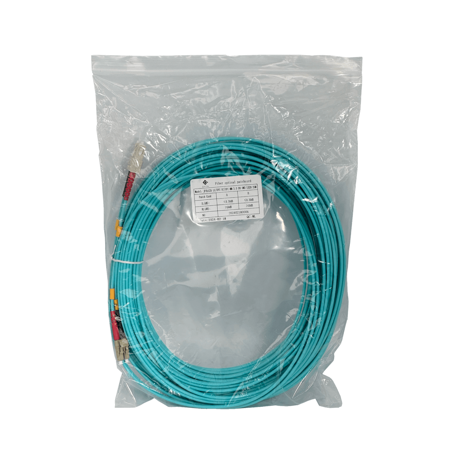 25mt LC-SC OM3 MultiModo MM Duplex Jumper Fibra 50/125um 3.0mm LSZH 2