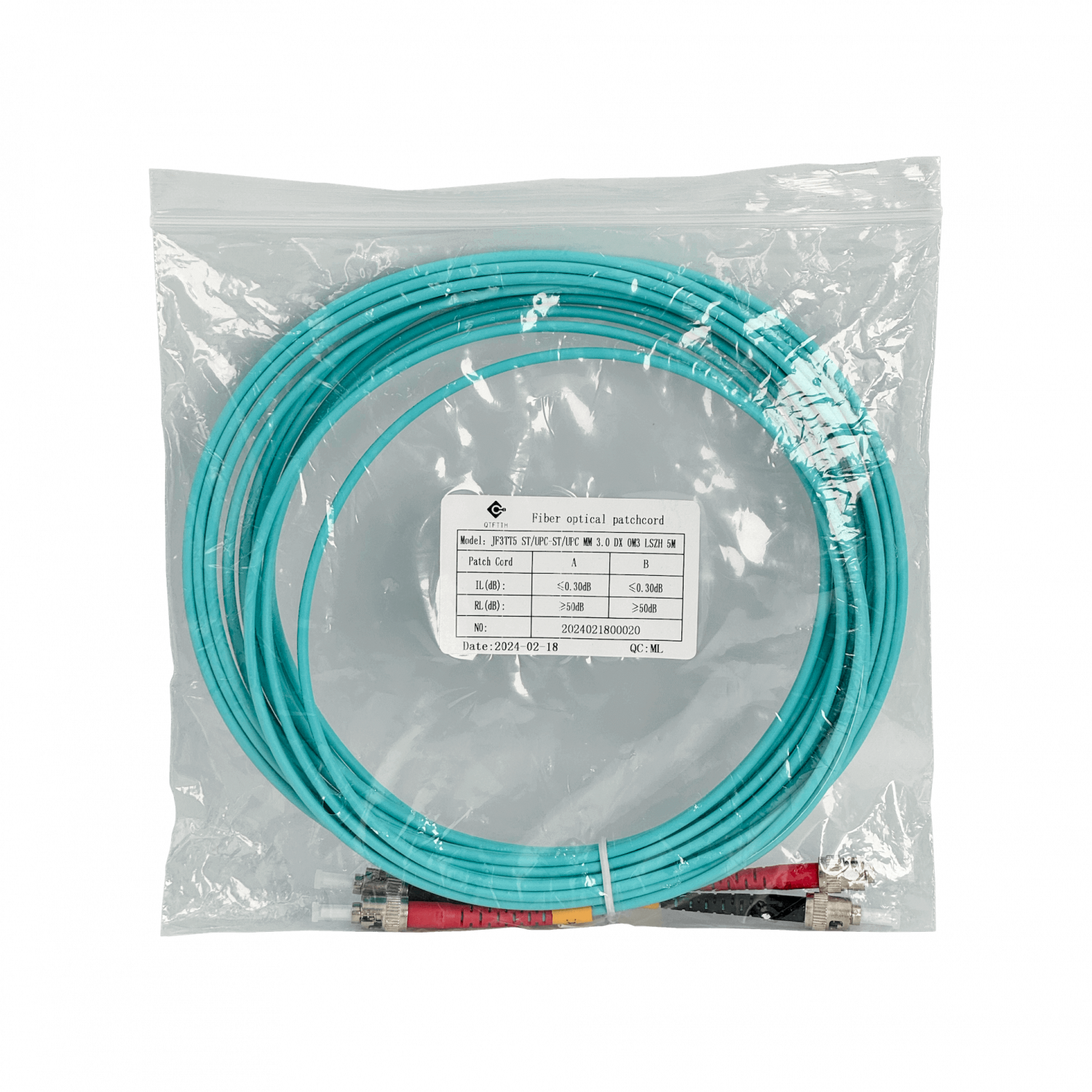 5mt ST-ST OM3 Multimodo MM Duplex Jumper Fibra 3.0mm 50/125um LSZH 1
