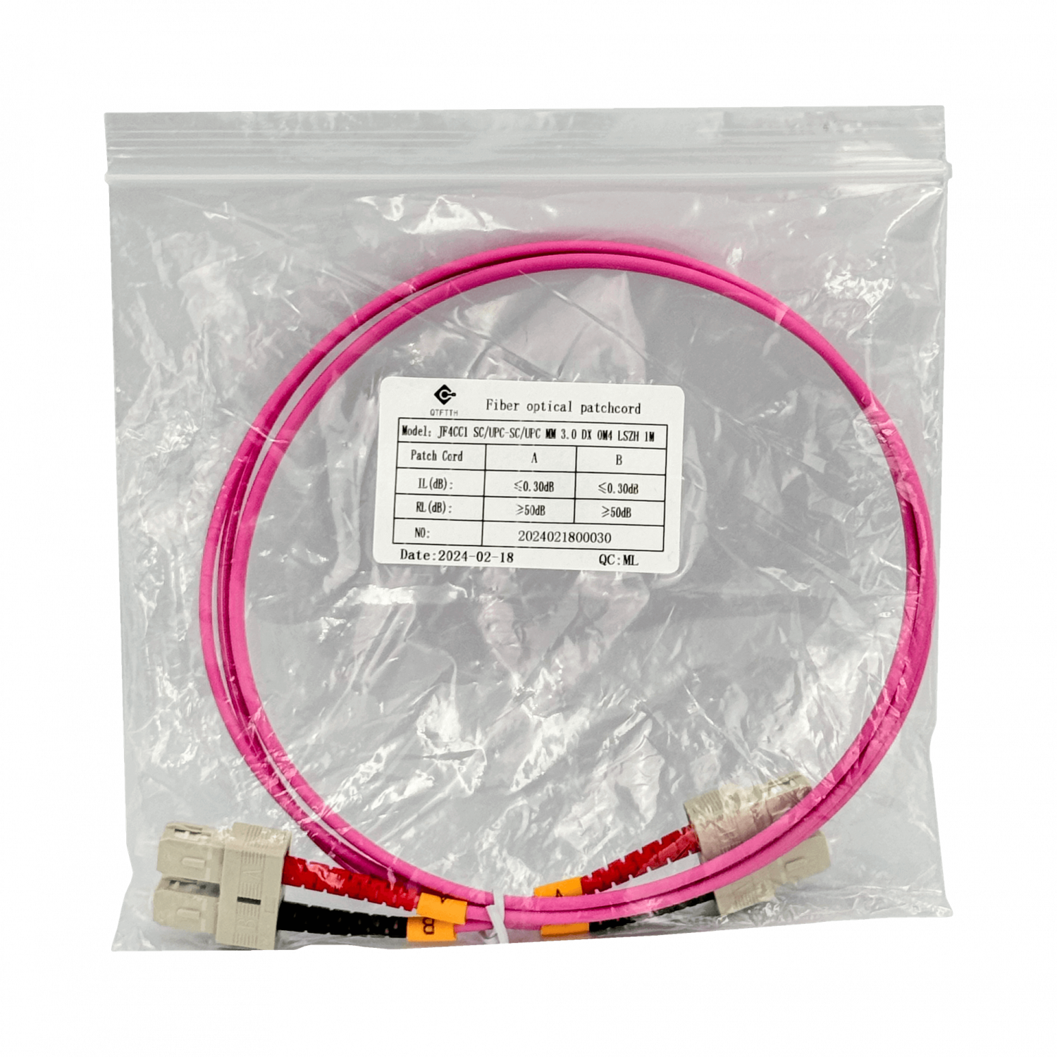 LSZH 10mt SC-SC OM4 MultiModo MM Duplex Jumper Fibra 50/125um 3mm 1