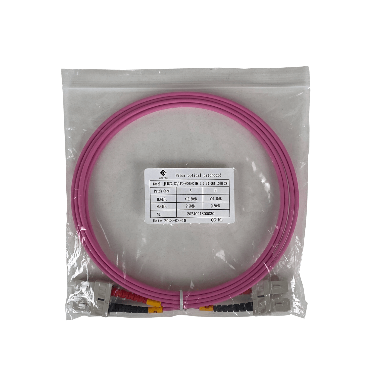 LSZH m25t SC-SC OM4 MultiModo MM Duplex Jumper Fibra 50/125um 3mm 2