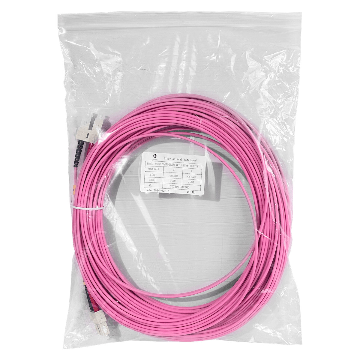 LSZH m25t SC-SC OM4 MultiModo MM Duplex Jumper Fibra 50/125um 3mm 2